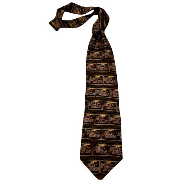 Harley-Davidson Men's Silk Tie, Vintage Logo Print - Picture 1 of 6